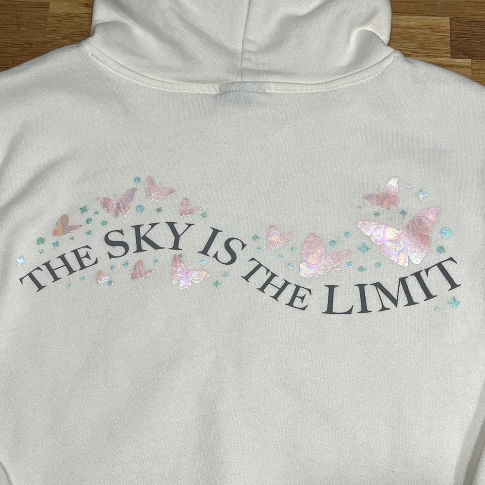 Wicked from Paul Tazewell Cream Hoodie w/ Green & Pink Pastel Graphics Girls Lg - Picture 4 of 16